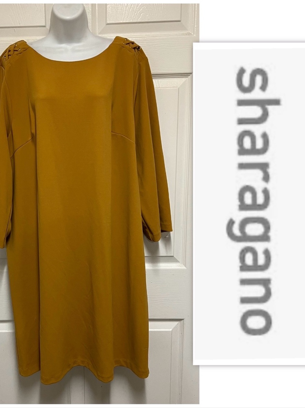 SHARAGANO Mustard Midi Dress